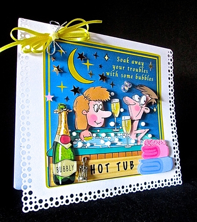 Champagne In The Hot Tub - Decoupage by Cynthia Massey