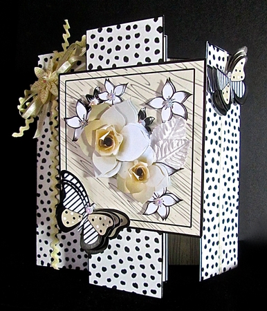 Double Front Z Fold Cream Flowers by Cynthia Massey