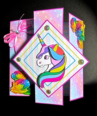 Double Front Z Fold Unicorn by Cynthia Massey