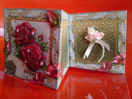 Red Roses Mini Concertina Style Card by Cynthia Massey