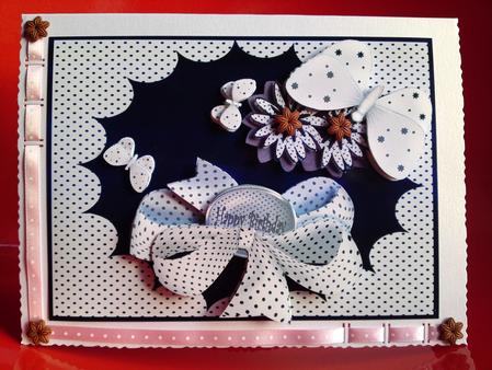 Butterflies and Polka Dots A4 Card Front and Layers by Cynthia Massey