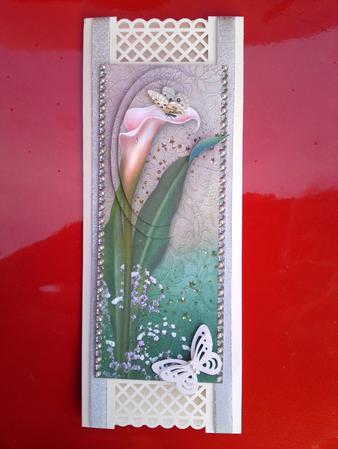 Lily & Butterfly Large Dl Card with Oval Pyramage by Cynthia Massey
