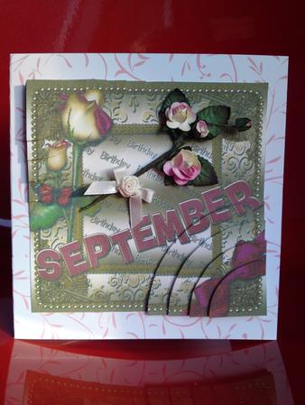 September Rose Birthday Gold 6in Duo Corner Stacker by Cynthia Massey