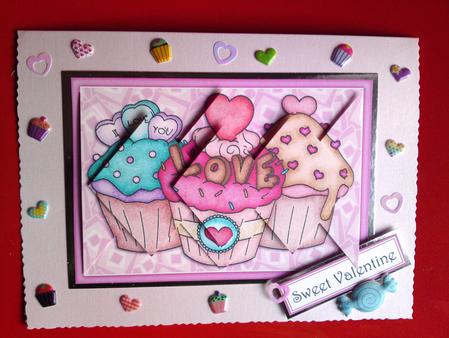 Sweet Valentine Cupcakes - Diamond Stacker Card by Cynthia Massey