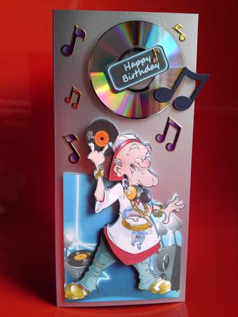 Old Dj Dude Shaped Card. by Cynthia Massey