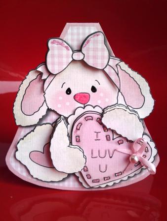 Ruby Loves You Wobble Card with Decoupage by Cynthia Massey