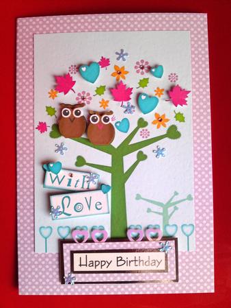 Love Owls Valentine Quick Decoupage Card by Cynthia Massey