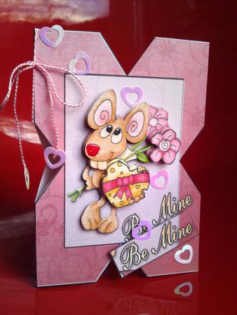 Pepe L'souris Kiss Card 5x7 by Cynthia Massey
