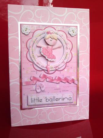 Twinkle Toes Little Ballerina Card Front with Decoupage by Cynthia Massey