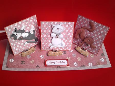 Playful Cats Triple Easel Twist Card Kit by Cynthia Massey