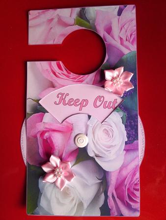 White & Pink Roses Spinnin' Door Hanger by Cynthia Massey