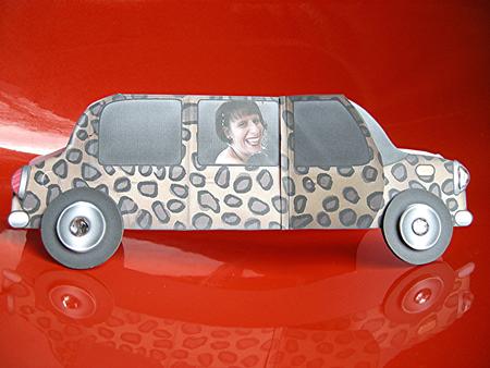 Large Dl Leopardskin Stretch Limo Shaped Card by Cynthia Massey