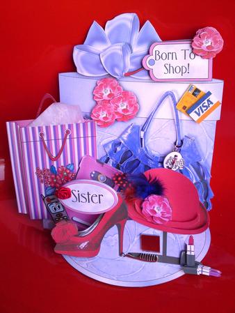 Giant Easel Tableau 3D Card Kit - Lady Loves to Shop by Cynthia Massey