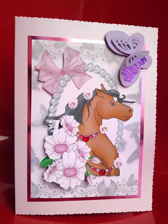 Beautiful Horse with Flowers, A4 Topper by Cynthia Massey