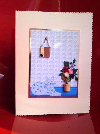 Pretty Kitty Blue Border Sheet by Cynthia Massey