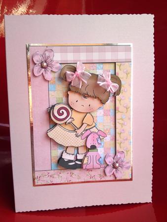 Little Girl in Patchwork Frame, A4 Topper by Cynthia Massey