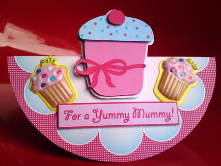 Yummy Mummy Wobble Decoupage Card by Cynthia Massey