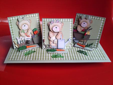 Garden Bears Triple Easel Twist Card Kit by Cynthia Massey