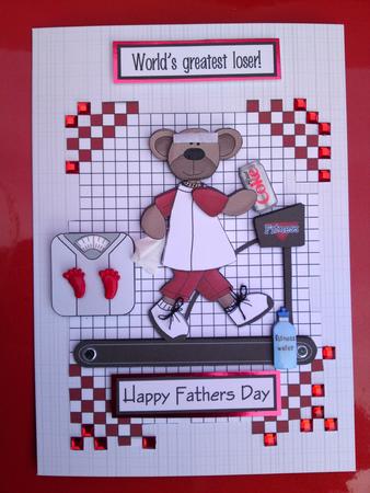 Getting Fit Bear - Decoupage Card by Cynthia Massey