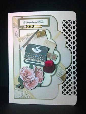 Vintage Writing & Roses Scallop Edge Card Front & Decoupage by Cynthia Massey