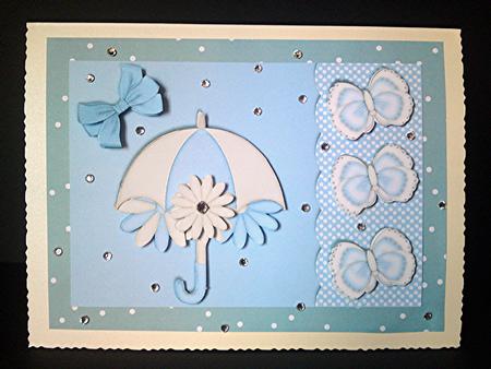 Umbrella with Flowers Card Front by Cynthia Massey