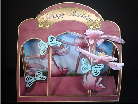 3D Watercolour Clematis Window Card Kit Decoupage N Envelope by Cynthia Massey