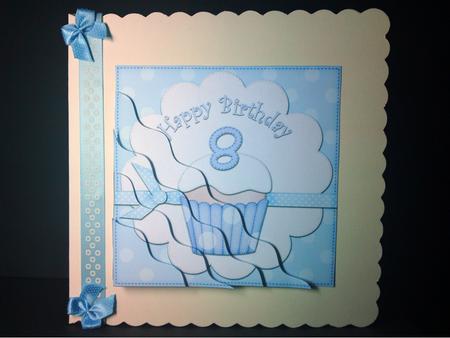 8th Birthday Cupcake Felties Wavy Corner Side Stacker by Cynthia Massey