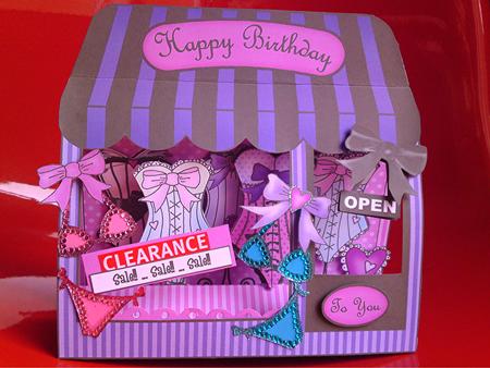 3D Ohh La La!! Window Pop Up Card Decoupage N Envelope by Cynthia Massey