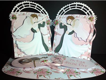 The Wedding Dance Double Twisted Easel Card with Decoupage by Cynthia Massey