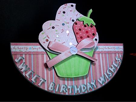 Sweet Birthday Wishes Cupcake No Hole Over the Edge Wobble by Cynthia Massey
