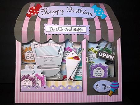 3D the Olde Bahh Humbug Shop Window Pop Up Card Decoupage by Cynthia Massey