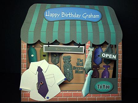 3D the Tie Shop Window Pop Up Card Decoupage by Cynthia Massey