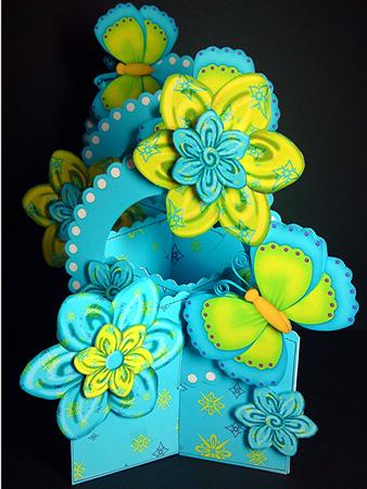 Special Cascade Card - Blue and Yellow Butterflies by Cynthia Massey
