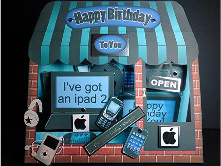 3D Gadgets N Gizmos Window Pop Up Card Decoupage N Envelope by Cynthia Massey
