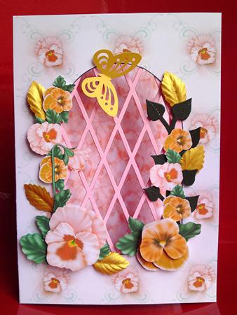 Apricot Pansy - Trellis Card Kit by Cynthia Massey