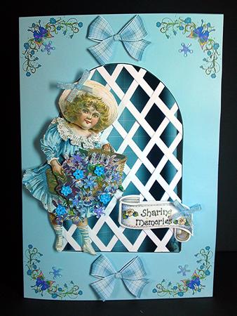 Girl with Flower Basket - Trellis Card Kit by Cynthia Massey