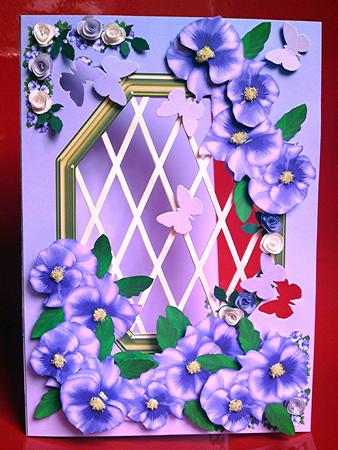 Purple Pansy - Trellis Card Kit by Cynthia Massey