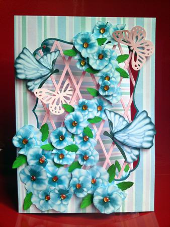 Pale Blue Pansies - Trellis Card Kit by Cynthia Massey
