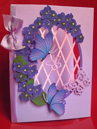 African Violets & Butterflies - Trellis Card Kit by Cynthia Massey