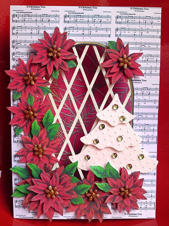Red Poinsettia - Trellis Card Kit by Cynthia Massey