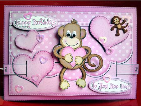 3D Chunky Monkey Animated Moveable Decoupage Card Kit by Cynthia Massey