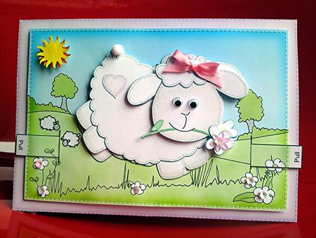 3D Little Lamb Animated Moveable Decoupage Card Kit by Cynthia Massey