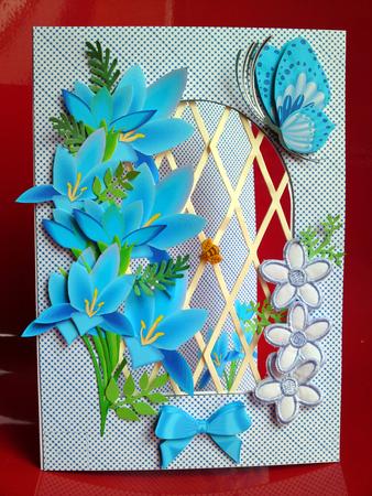 Turquoise Flowers - Trellis Card Kit by Cynthia Massey