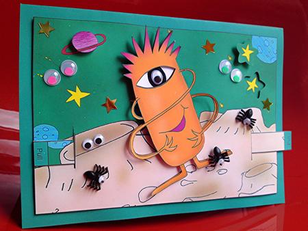 3D Aliens Animated Moveable Decoupage Card Kit by Cynthia Massey