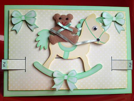 3D Rocking Horse Animated Moveable Decoupage Card Kit by Cynthia Massey