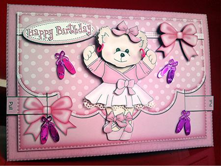 3D Ballet Teddy Animated Moveable Decoupage Card Kit by Cynthia Massey