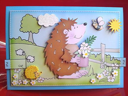3D Cute Hedgehog Animated Moveable Decoupage Card Kit by Cynthia Massey