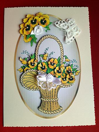 Toppers of a Pretty Basket of Roses & Pansies by Cynthia Massey