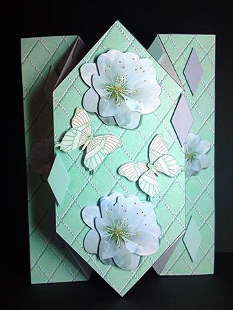 White Flowers - Diamond Fold Card by Cynthia Massey
