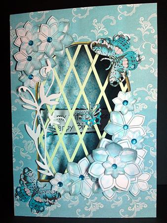 Menthol Flowers and Butterflies - Trellis Card Kit by Cynthia Massey